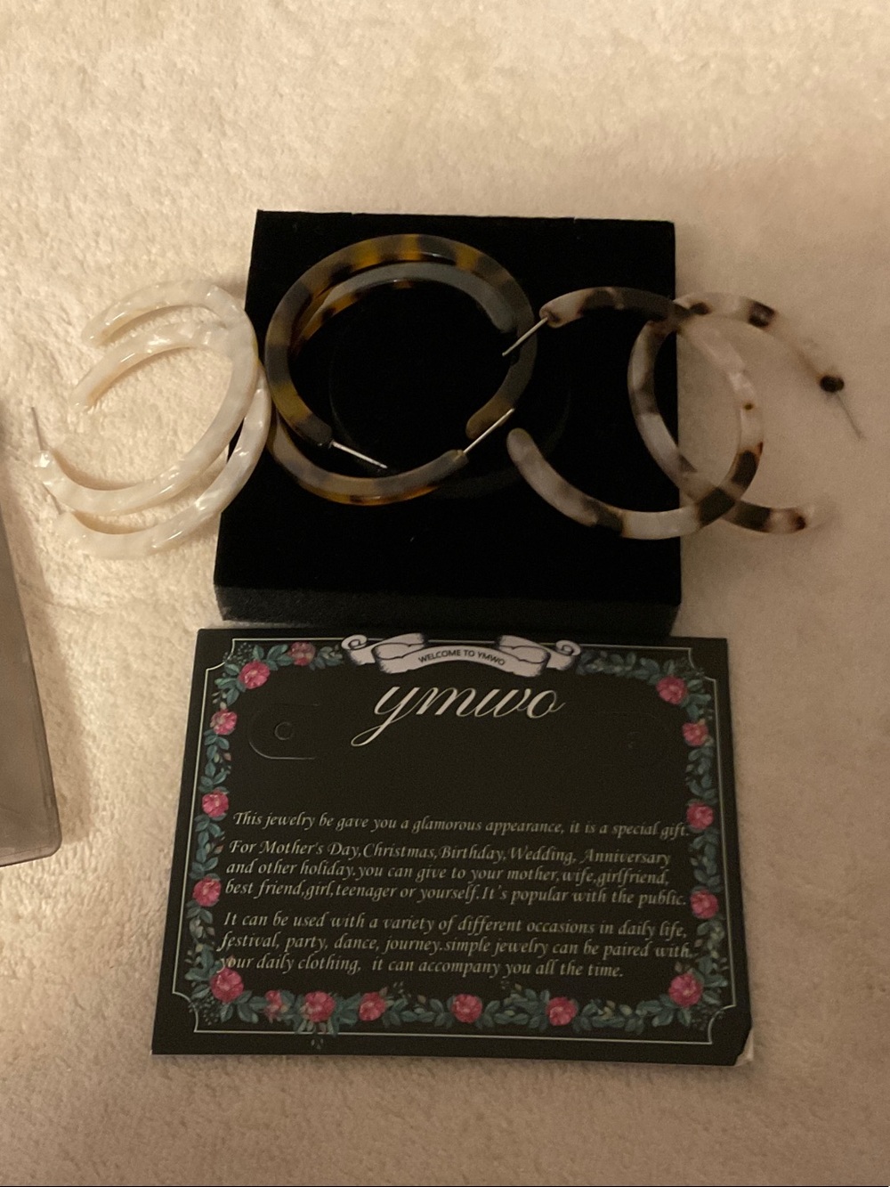 Mixed Neutral Tortoiseshell and Pearl Hoop Earring Set